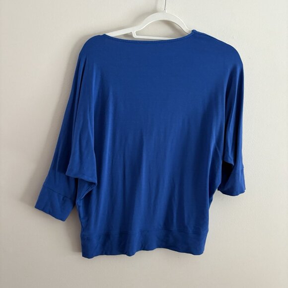 Eileen Fisher Women S Blue Jersey Stretch Draped Cowl Neck Dolman Sleeve Top - Picture 8 of 8